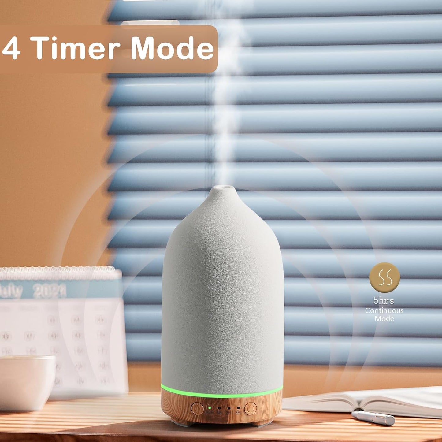 Diffuserlove Ceramic Essential Oil Diffuser 160ML Aromatherapy Diffuser for Home Bedroom Room Cool Mist Humidifier Stone Air Diffusers (Size:6.8" H x 3.6" W)