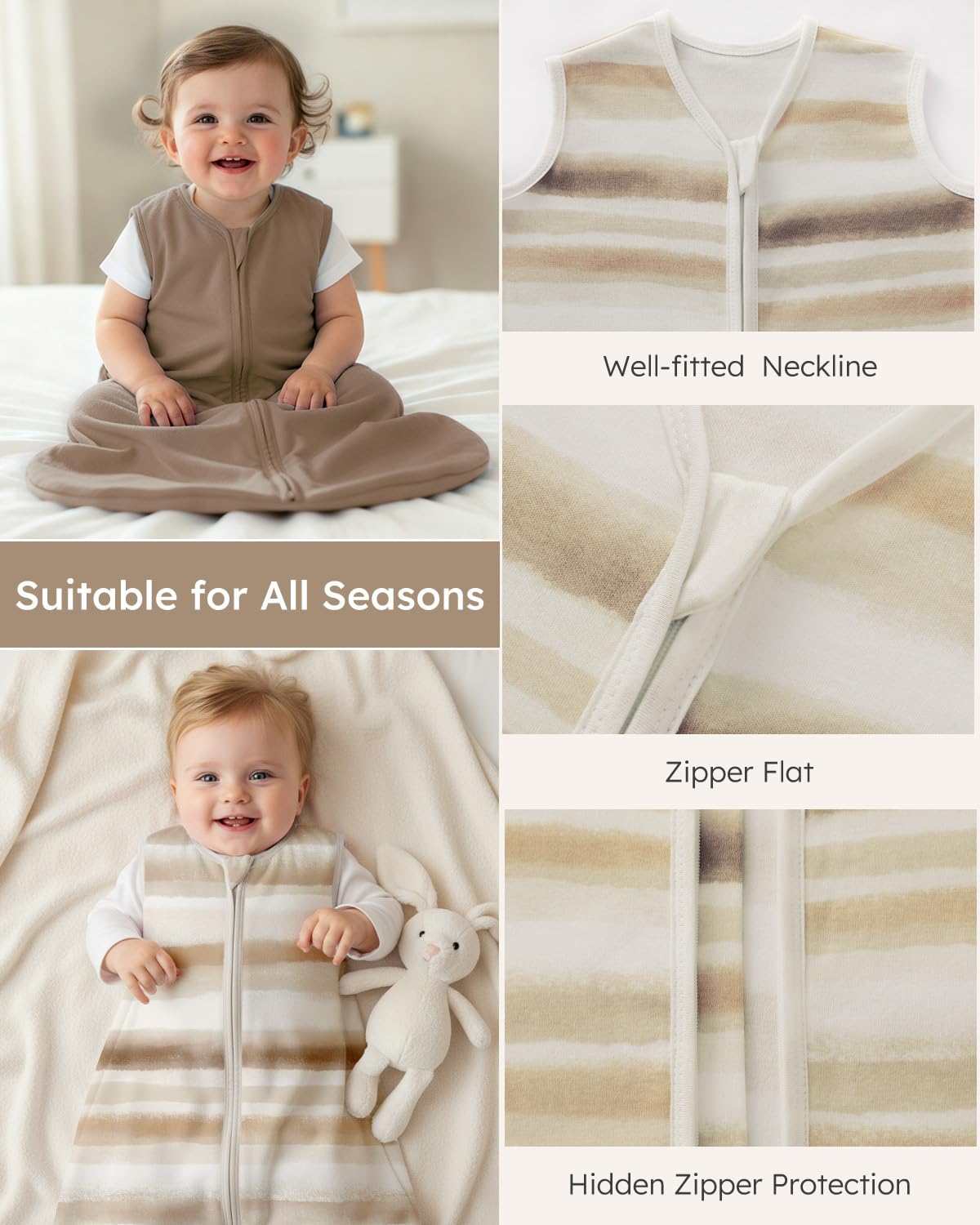 Yoofoss Baby Sleep Sack Baby Wearable Blanket 100% Cotton 2-Way Zipper Toddler Sleeping Sack