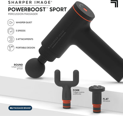 Sharper Image Powerboost Versa Heat & Cold Therapy Percussion Massage Gun