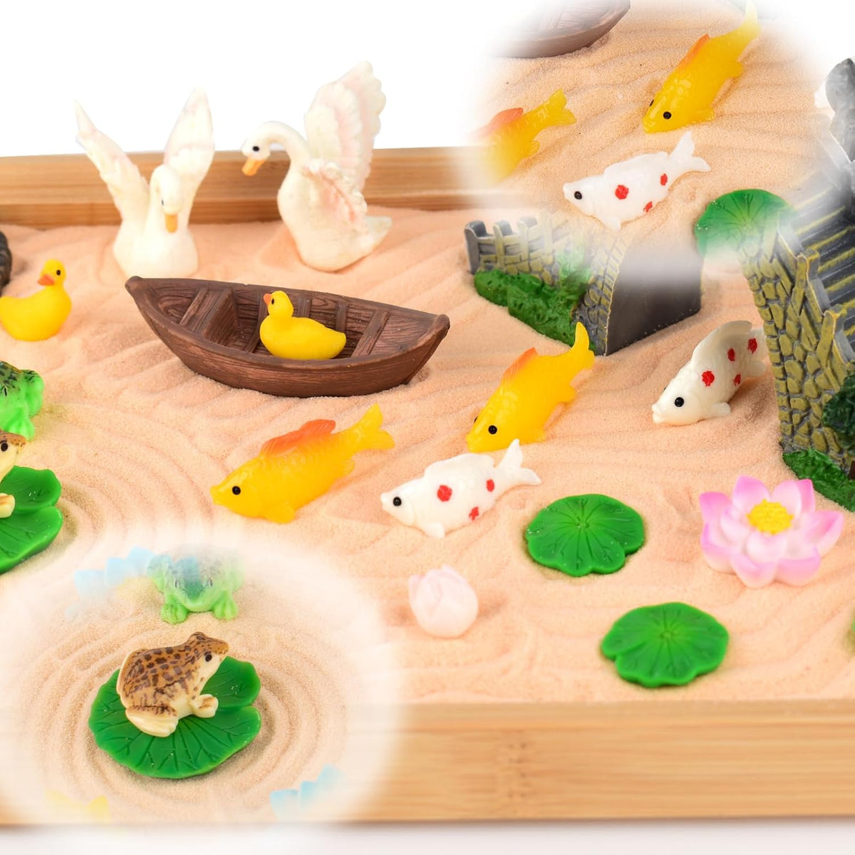 Zen Garden Kit for Desk 31PCS Mini Zen Sand Kit, Farmhouse Style for Office