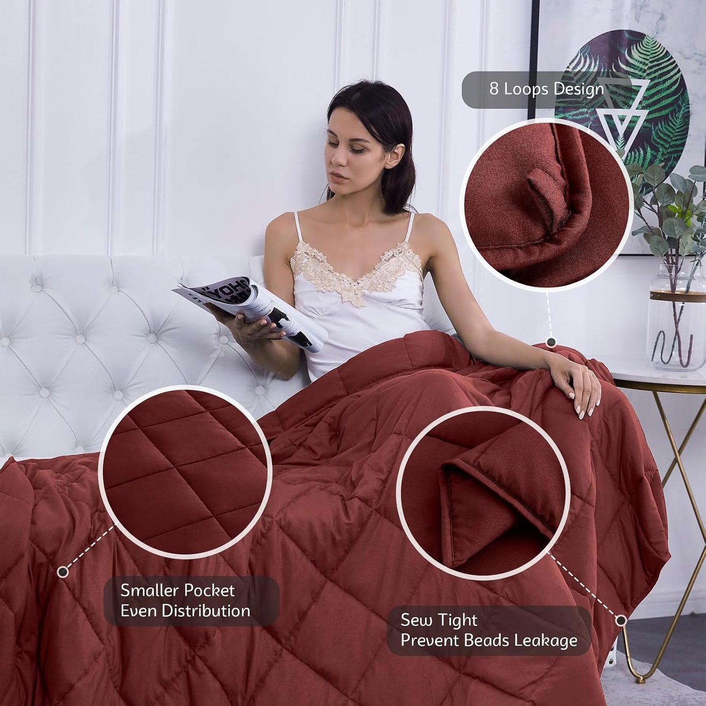 L'AGRATY Weighted Lap Pad 7lb: Small Weighted Blanket for Adults - Cooling Portable Travel Blanket for Relaxation Sleeping - Washable All-Season (29" x 24")