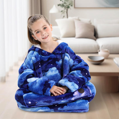 THREE POODLE Wearable Blanket Hoodie for Women, Oversized Sherpa Sweatshirt Blanket for Adults Men, Cozy Hooded Blankets, Gifts for Teen Girls Women Mom Sister