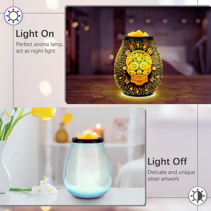 Wax Melt Warmer for Scented Wax- Glass Wax Melter for Home Fragrance with Removable Tray, Essential Oil Warmer Wax Cubes Burner Aroma Night Light for Home Office Bedroom Decor Gifts for Women
