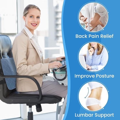 Lumbar Support Pillow for Office Chair Back Support Lumbar Pillow for Car, Gaming, Office Chair - Improve Sitting Posture & Back Pain Relief, Memory Foam, Adjustable Straps, Grey