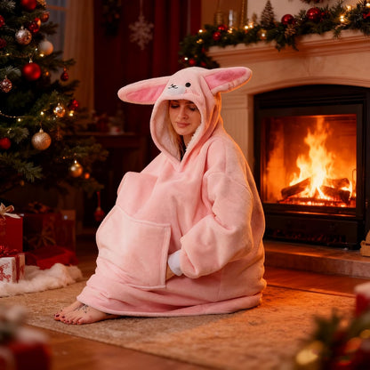 Oversized Hoodie Blanket, Wearable Blanket sweatshirt, Ultra Soft Sherpa Fleece Comfy Snuggle Hoodie