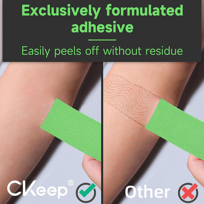 CKeep Kinesiology Tape, Uncut Premium Elastic Athletic Tape 2 Rolls, Beige | Original Cotton Latex Free Kinetic Tape, Breathable & Waterproof Sports Tape for Muscle and Joint Support, 2inch x 16ft