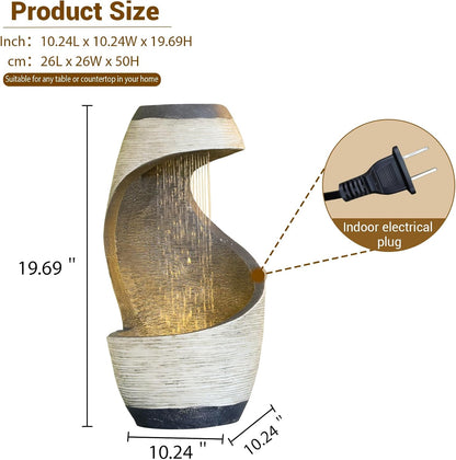 Sunlinua Modern Tabletop Water Fountain for Women Indoor Zen Relaxation Water Fountains Desktop Waterfall with Soothing Sound for Meditation Desk Home Office Decor