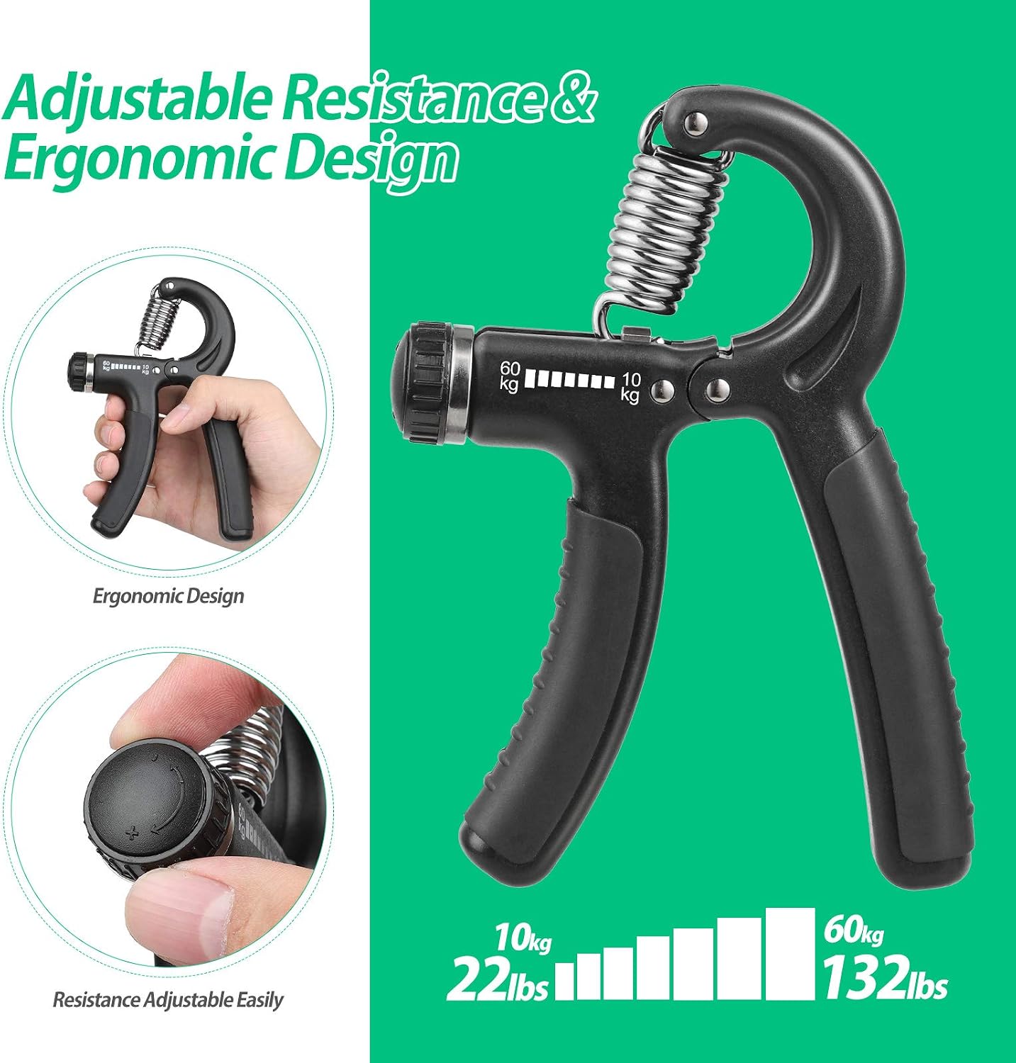 NIYIKOW Grip Strength Trainer, Hand Grip Strengthener, Grip Strengthener, Adjustable Resistance, Forearm Strengthener, Perfect for Musicians Athletes