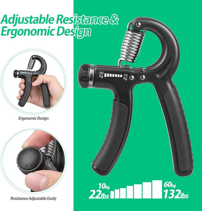 NIYIKOW Grip Strength Trainer, Hand Grip Strengthener, Grip Strengthener, Adjustable Resistance, Forearm Strengthener, Perfect for Musicians Athletes