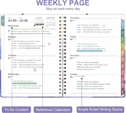 Planner 2026-2027, Weekly and Monthly Calendar Planner, JUL 2026 - JUN 2027 | Academic Year, Daily Agenda Book, A5(6.3'' x 8.5''), Sprial Bound, Inner Pocket, Office School Use