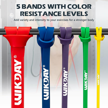 WIKDAY Resistance Bands for Working Out, Exercise Bands, Workout Bands, Pull Up Assistance Bands for Body Stretching Training Physical Therapy Muscle Training for Men & Women