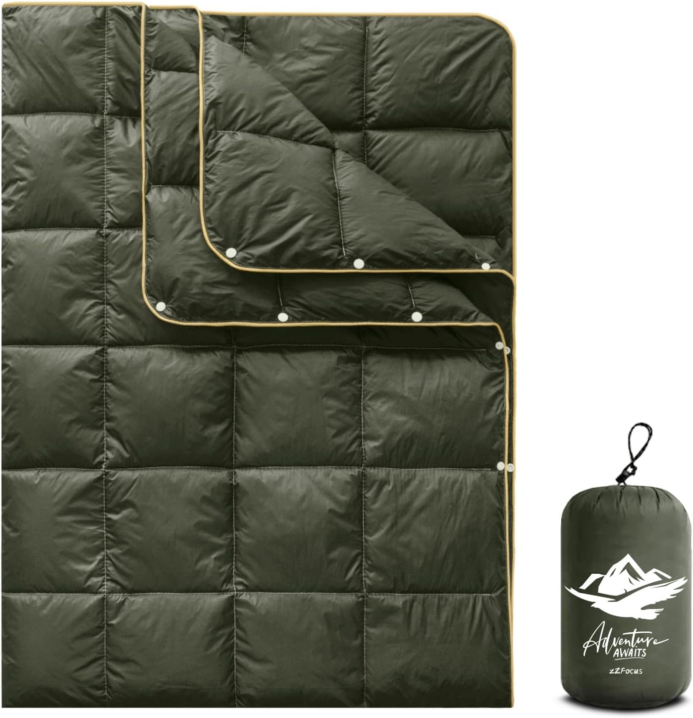 Mini Camping Blanket,Lightweight Puffy Blanket Packable Throw Blanket Waterproof Windproof for Outdoors, Travel, Beach, Airplane, Hiking