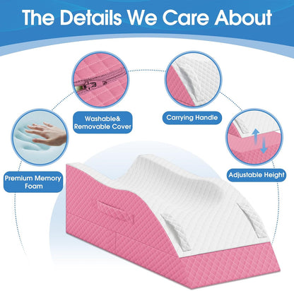 TranquilRelax Elevation Pillows for Leg After Surgery, Memory Foam Adjustable Wedge Pillow for Injury or Rest, Ankle Pillow for Sleeping Blood Circulation, Grey/Single Leg