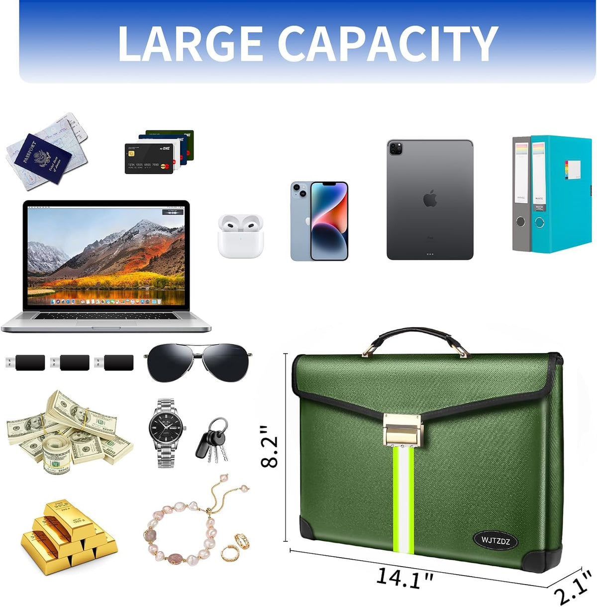 Upgraded Fireproof Money Bag,10 Layers of Heat Insulated Materials 6500°F