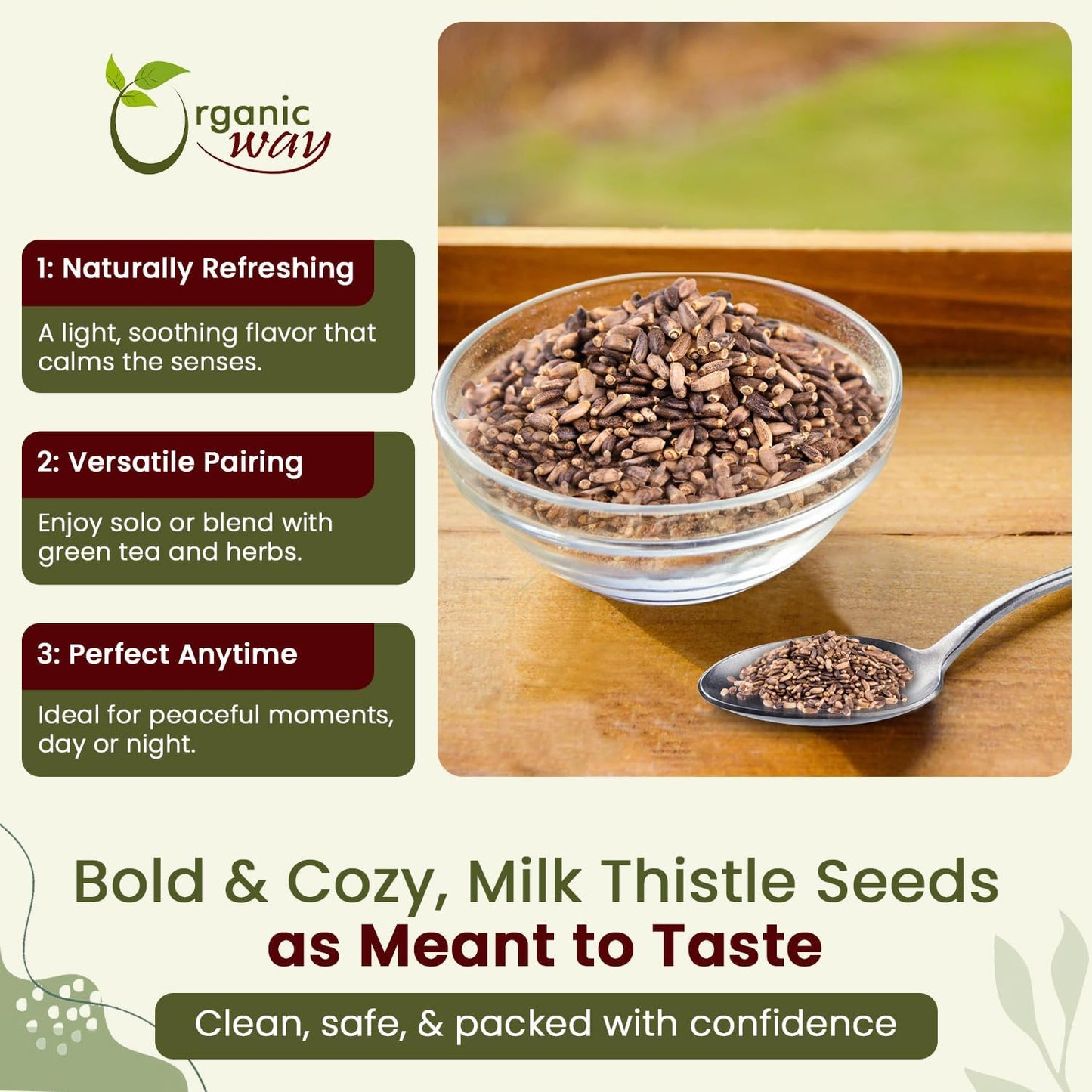 Organic Way Whole Milk Thistle Seeds (Silybum marianum) - Herbal Tea | European Wild-Harvest, Organic & Kosher Certified, Vegan, Non GMO & Gluten Free, USDA Certified, Origin - Albania (16 Oz)