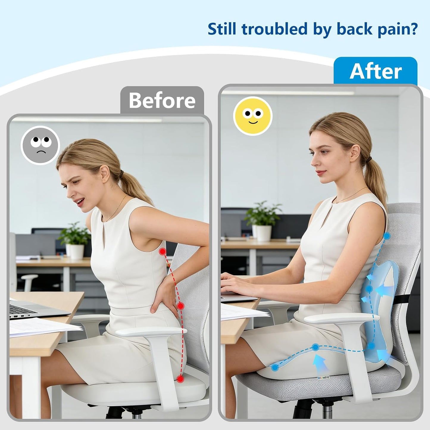 2026 Upgraded Orthopedic Memory Foam Seat Cushion with Adjustable Strap, Coccyx & Sciatica Pain Relief, Washable Non-Slip, Ergonomic Support for Office Chair, Car & Wheelchair (Dark Grey)
