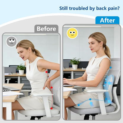 2026 Upgraded Orthopedic Memory Foam Seat Cushion with Adjustable Strap, Coccyx & Sciatica Pain Relief, Washable Non-Slip, Ergonomic Support for Office Chair, Car & Wheelchair (Dark Grey)