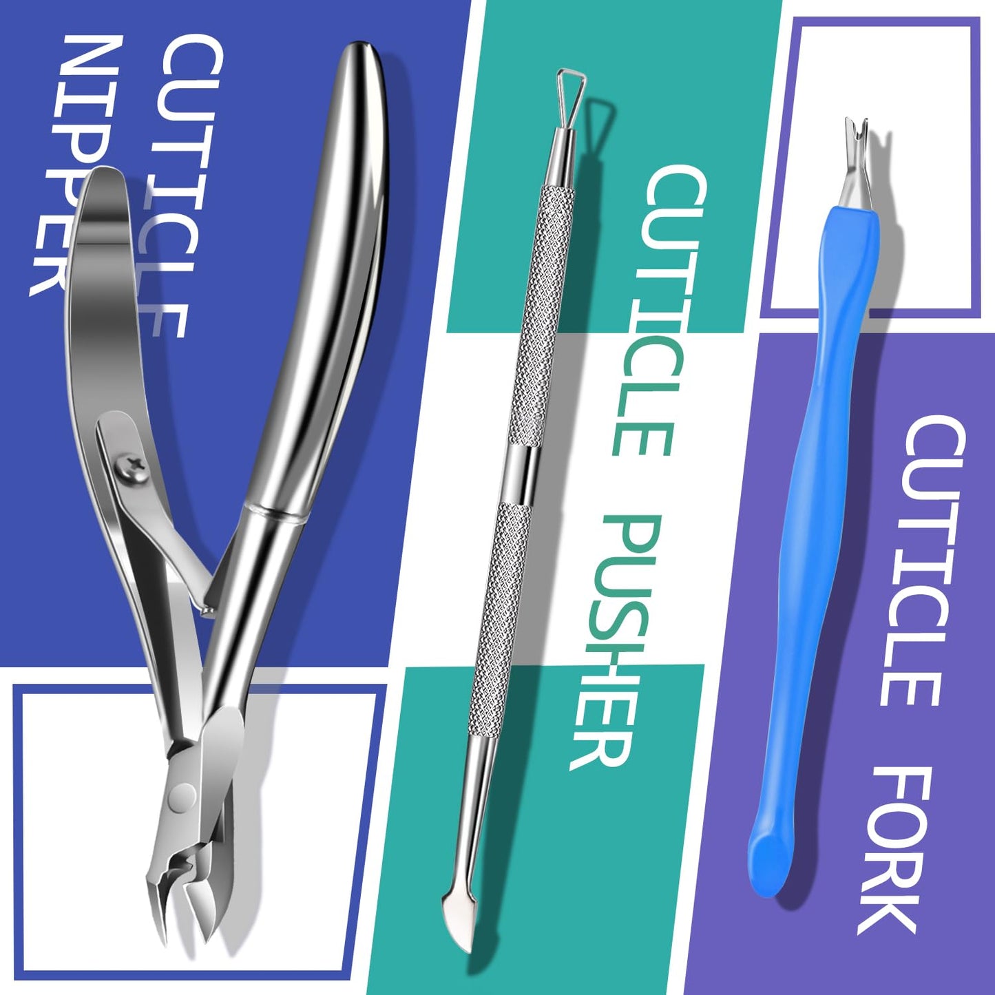 TsMADDTs Manicure Tools Kit Nail Care Kit with 3 pcs Files, 2 pcs Buffer Blocks, 2 Polishing Buffers, Cuticle Nipper, Pusher and Cuticle Oil