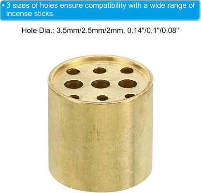 PATIKIL Incense Holder, 2 Pack Brass Incense Cone Burner Stick Holder with 9 Holes Incense Stand Base for Yoga Spa Room Home Office, 0.8" Dia. 0.4" Tall