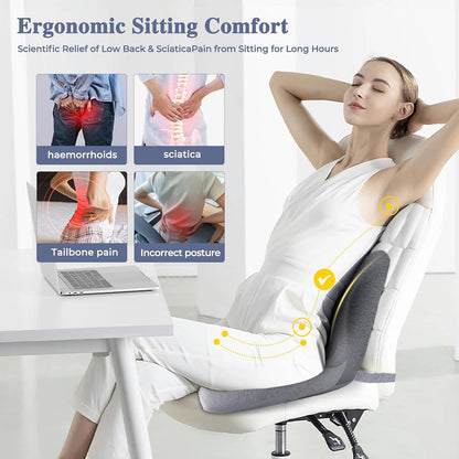 Car Seat Cushion, Memory Foam Driving Cushion with Adjustable Strap, Ergonomic Pad for Car & Semi Truck, Office Chair Cushion for Sciatica & Lower Back Pain Relief, Dark Gray