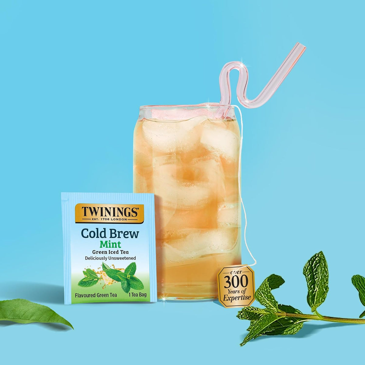Twinings Mint Green Cold Brew Iced Tea Bags, 20 Count (Pack of 6), Unsweetened Flavoured Green Tea, Caffeinated, 120 Teabags