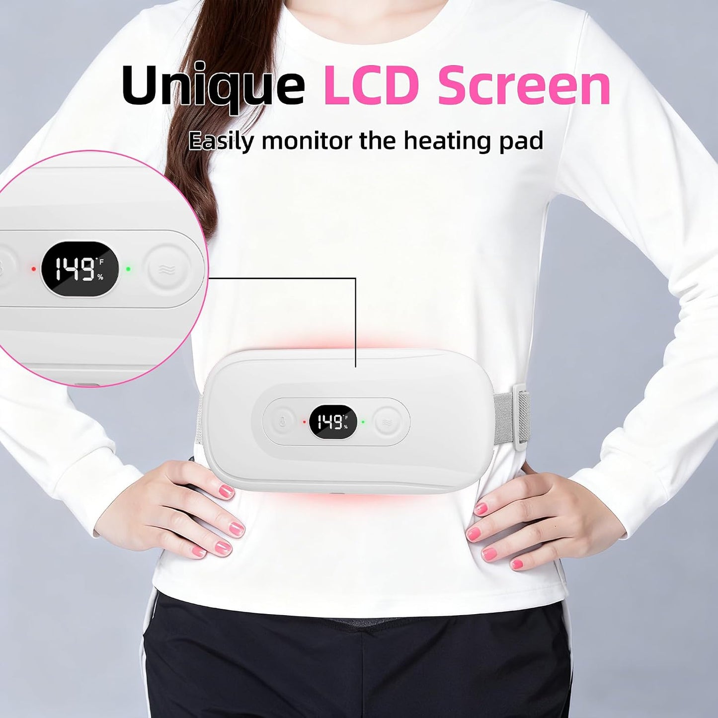 Portable Heating Pad: 2 Timer 6 Heat Levels 6 Vibration Modes Cordless Electric Heating Pad 3s Fast Heating Travel Heating Pad Gifts for Women Christmas Birthday Pink
