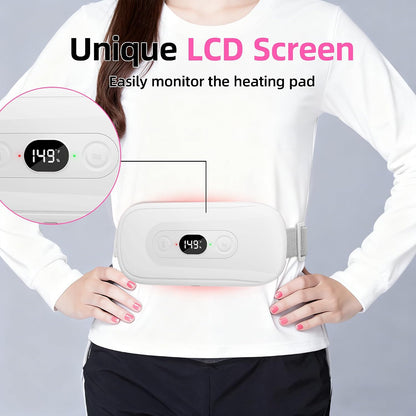 Portable Heating Pad: 2 Timer 6 Heat Levels 6 Vibration Modes Cordless Electric Heating Pad 3s Fast Heating Travel Heating Pad Gifts for Women Christmas Birthday Pink