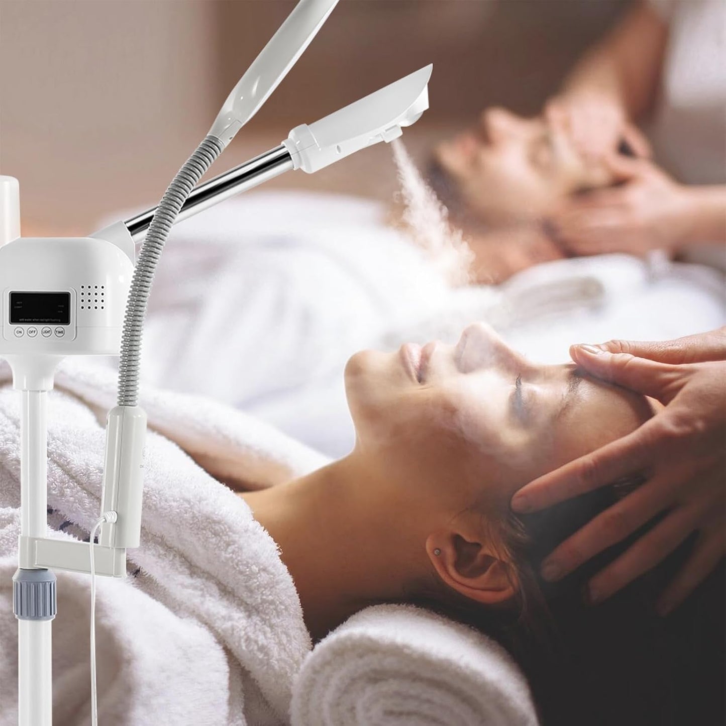 Professional Facial Steamer 3 in 1 Steamer for Face with Hot & Cold Nozzle 5X LED Magnifying Lamp Facial Steamer for Esthetician Beauty Face Equipment Use at Home or Salon