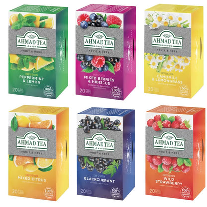 Ahmad Herbal Tea Variety Pack, 20 bags each, Pack of 6