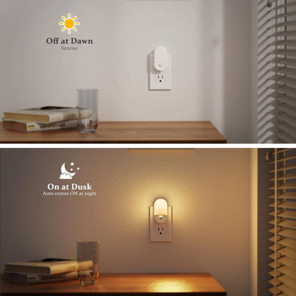 JandCase Night Light, Modern Night Lights Plug into Wall,2 Pack Dusk to Dawn Sensor Nightlight, Amber Brightness Adjustable Nightlight for Kids Bathroom Hallway Kitchen Bedroom Decor