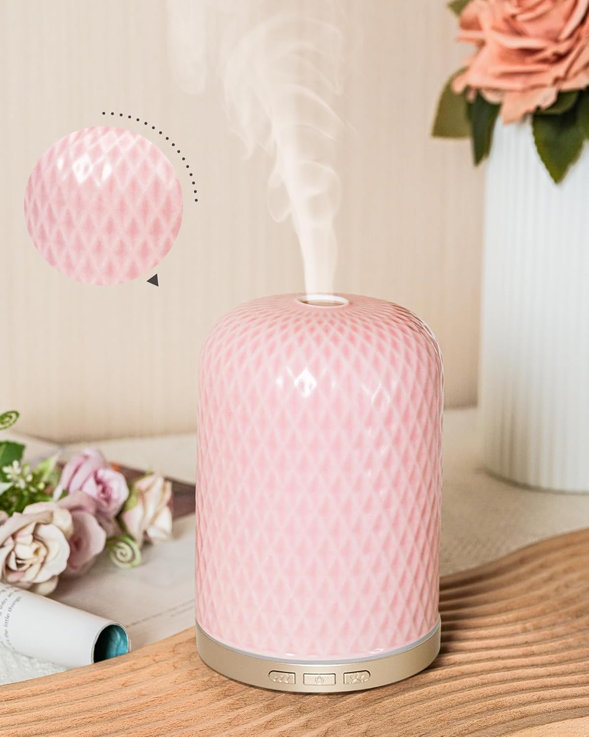 Essential Oil Diffuser - 2.4MHz Ultrasonic Glass Diffuser with Pulse/Continuous Mist & Night Light, Waterless Auto-Off, Silent Aromatherapy Diffuser for Home, Office, Yoga, Spa, Gifts & Home Decor.