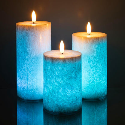 ANGELLOONG Flickering Flameless Candles, Realistic Battery Operated Candles with Remote and Timer, Set of 3 LED Candles for Fall Room Home Wedding Decor Centerpieces Table Party Christmas Decorations