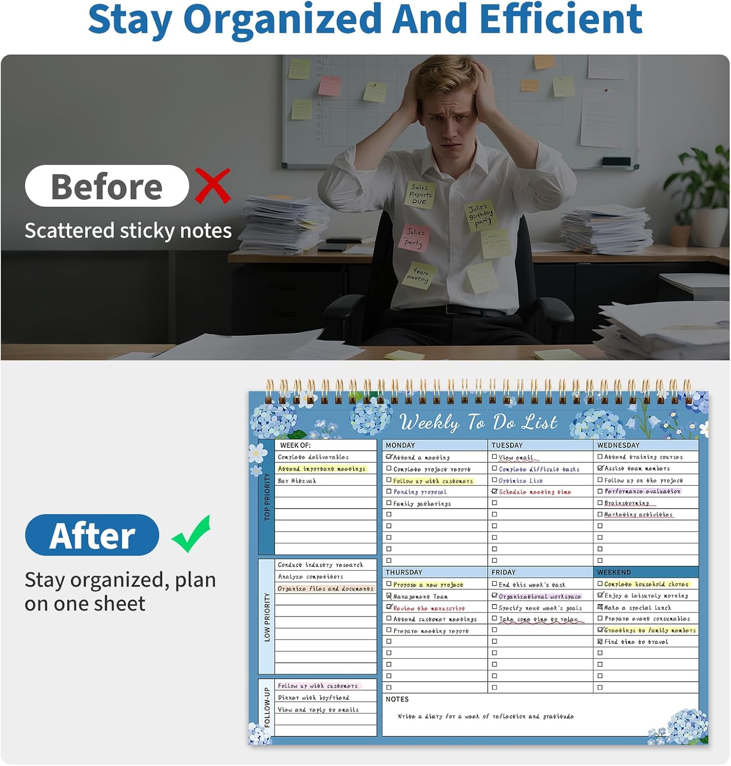 104 Pgs To Do List Notepad, 52 Undated Sheets Duplex-printed