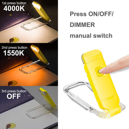 BIGLIGHT Amber Book Reading Light, LED Clip on Book Lights, Reading Lights for Books in Bed, Small Book Light for Kids, USB Rechargeable, 2 Brightness Adjustable for Eye Protection, Orange