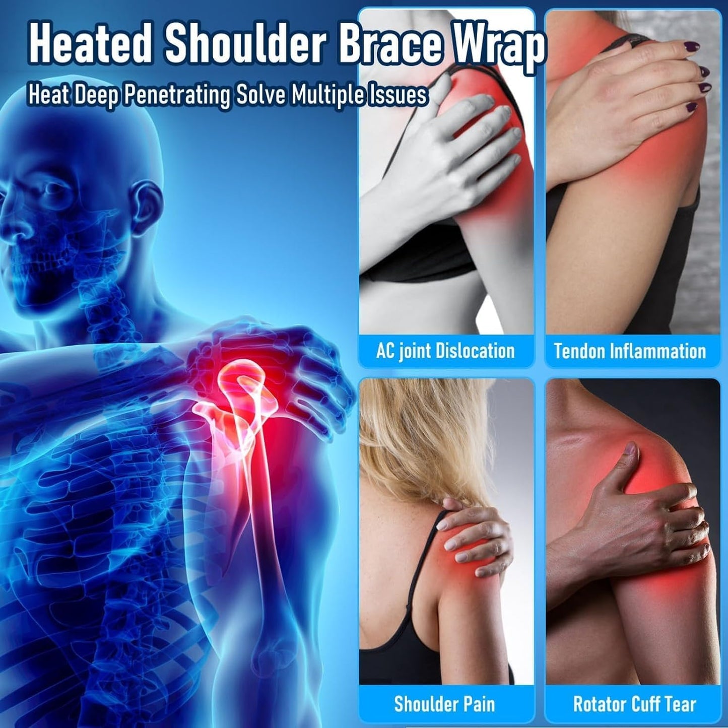 Shoulder-Heating-Pad-Heated-Wrap - 3 Heat Levels Heating Pad for Shoulder Pain for Men Women Frozen Shoulder Pain Relief