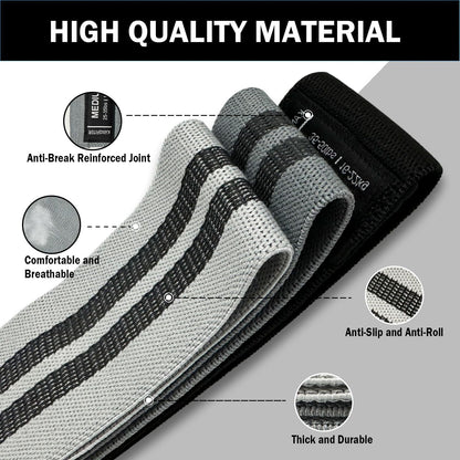 KANGFITER Non-Slip Fabric Resistance Bands for Working Out 3 Levels