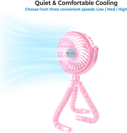 COMFORT ZONE Portable Stroller Fan, Pink