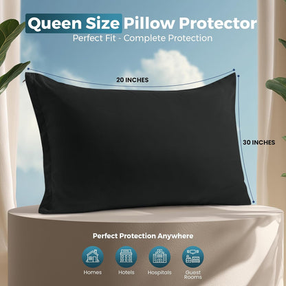 Utopia Bedding 4 Pack Pillow Protectors with Zipper Queen Size, Soft Brushed Microfiber Fabric Pillow Cases, Shrinkage and Fade Resistant Pillow Covers (White)