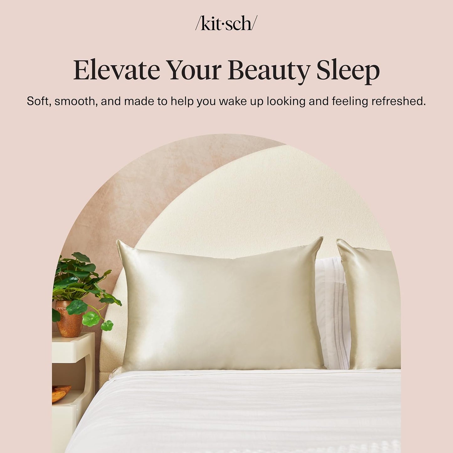 Kitsch Satin Pillowcase with Zipper for Hair & Skin - Softer Than Silk Pillow Cases, Smooth Cooling Satin Pillow Case, Wrinkle-Free, Machine Washable - Pillow Cases Standard Size (19x26) - Blush
