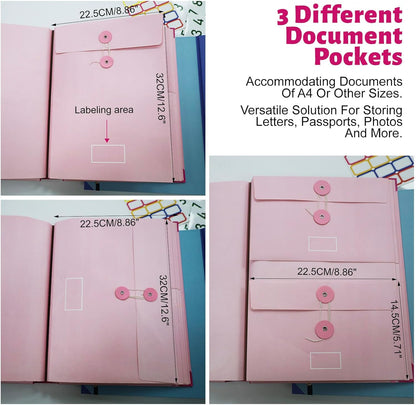 Document Organizer,File Organizer for Paper,Important Documents for Office and School,in Case I Go Missing Binder(Pink,2In Thick)