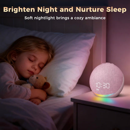 Sound Machine Alarm Clock for Bedroom: 25 Natural Sleep Sounds - White Noise Machine for Adults Kids Baby - Gentle Wake Up Alarm with Bluetooth Speaker - Putty