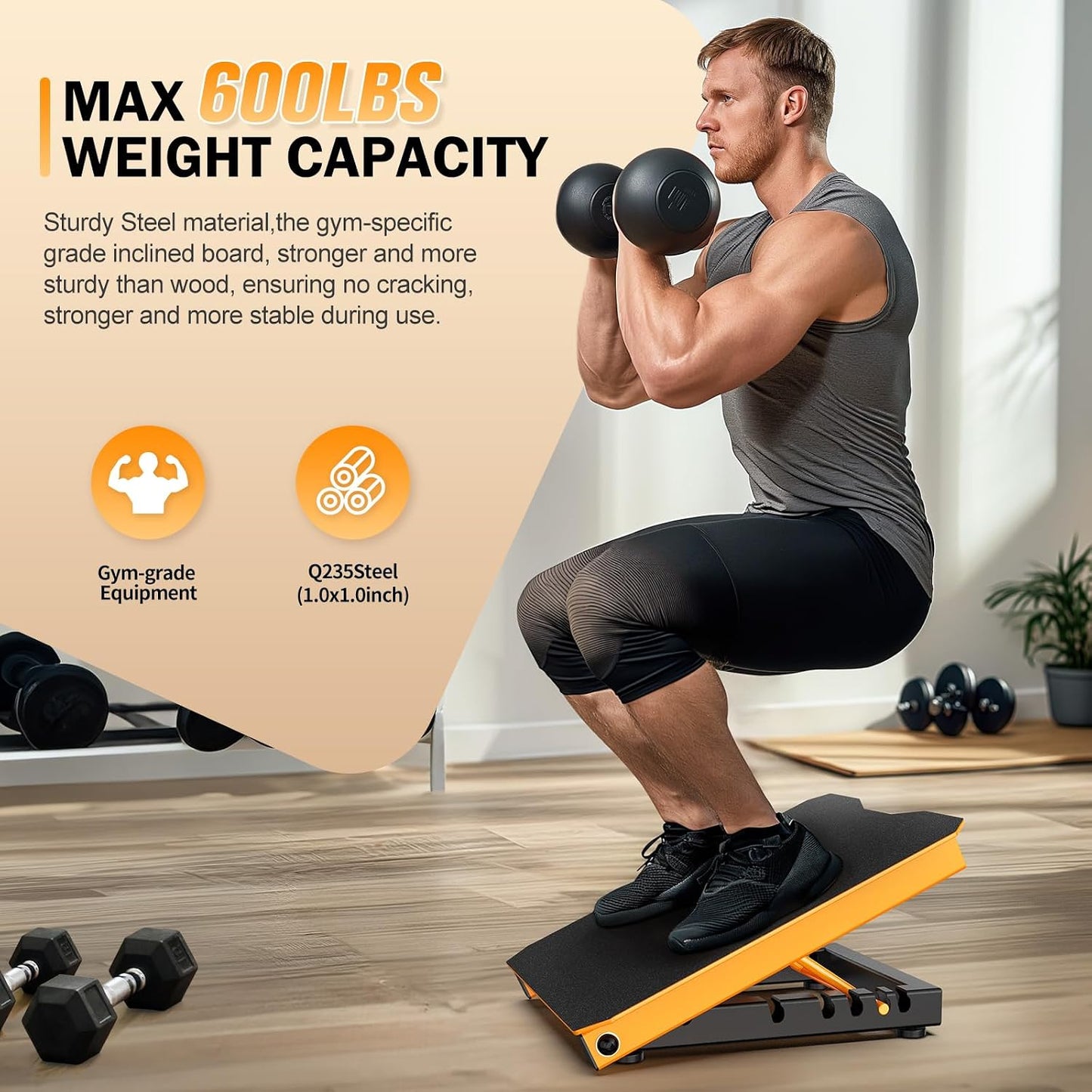 Naitesen Steel Slant Board Calf Stretcher for Squat 600lbs Weight Capacity Adjustable Incline Balance Board for Relieving Plantar Fasciitis Achilles Tendonitis Muscle Injuries Home Gym or Commercial