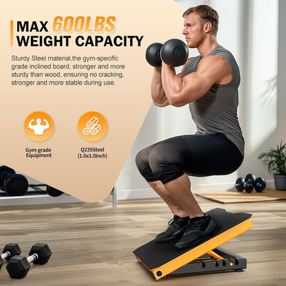 Naitesen Steel Slant Board Calf Stretcher for Squat 600lbs Weight Capacity Adjustable Incline Balance Board for Relieving Plantar Fasciitis Achilles Tendonitis Muscle Injuries Home Gym or Commercial