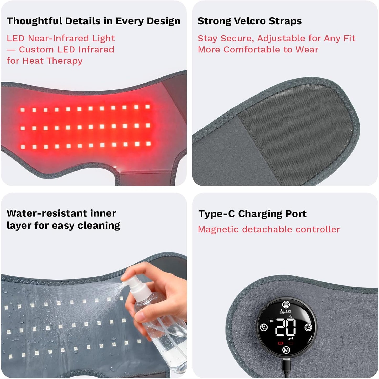 Large Fit Wearable Foot Massager Wrap, Cordless Heated Ankle Massager with Red Light, Portable for Foot Comfort & Circulation Support, 6 Modes 3 Intensities, Multi-Area Use for Foot, Knee & Back