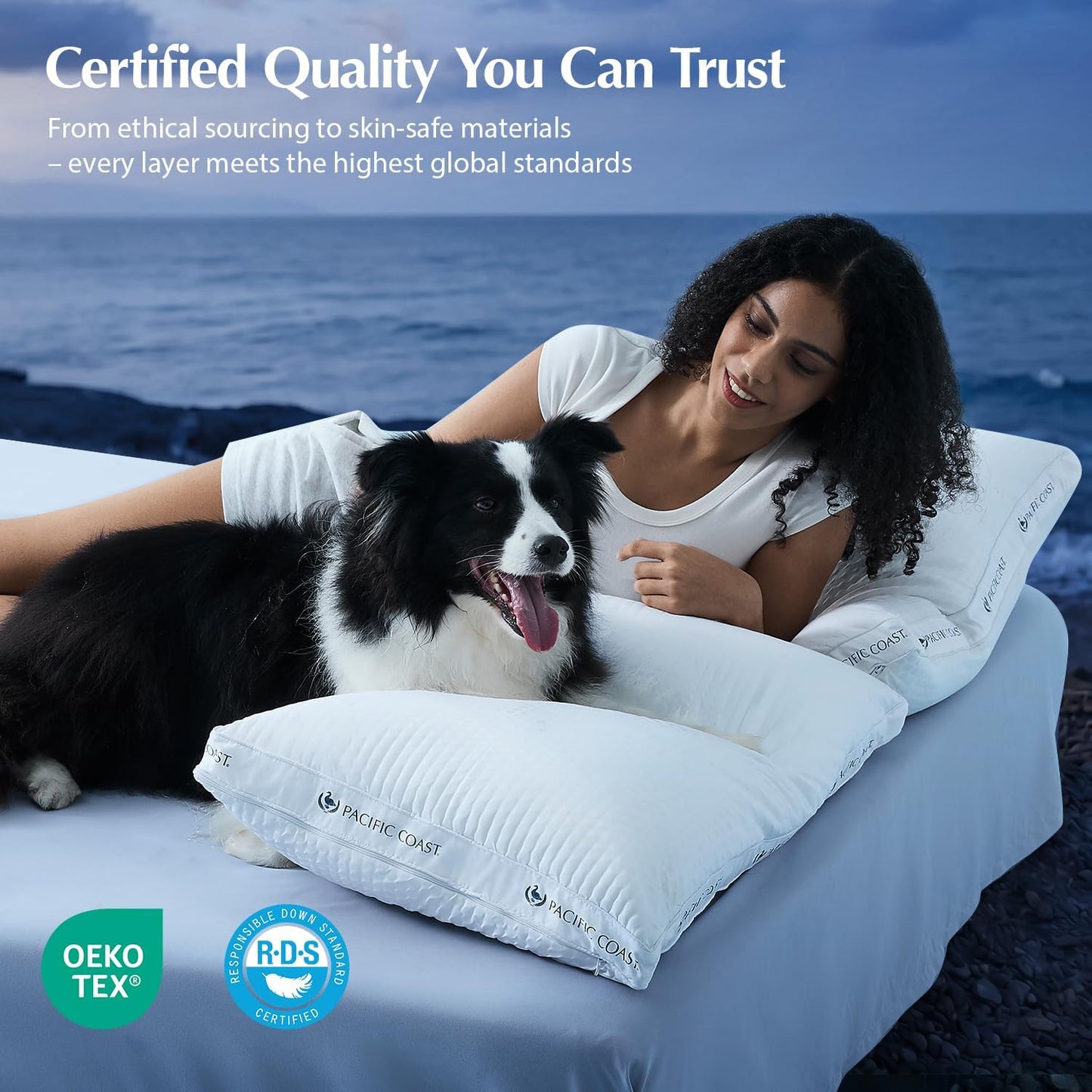 Pacific Coast ArcticLayer Adjustable Cooling Pillows, Standard Size 2 Pack, Hotel Pillows for Hot Sleepers, Oeko-TEX Certified, Removable Pads with Snap Buttons, Breathable Support for Night Sweats