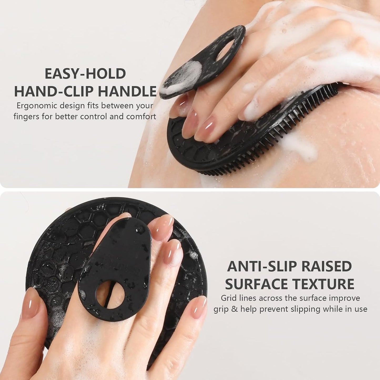 Silicone Body and Face Scrubber Set 5 Pack, BEAUTAIL Shower Bath Scrubber, Gentle Exfoliating Brush for Women Men Sensitive Skin, More Hygienic Than Traditional Loofah, Long Lasting, Black+Pink+Green