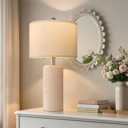 PoKat 23" Modern Ceramic Table Lamp Set of 2 for Living Room White Desk Lamps for Bedroom Farmhouse Bedside Nightstand Lamp House Warming Gifts New Home Decor End Table Lamps Gifts for Women Mom Beige