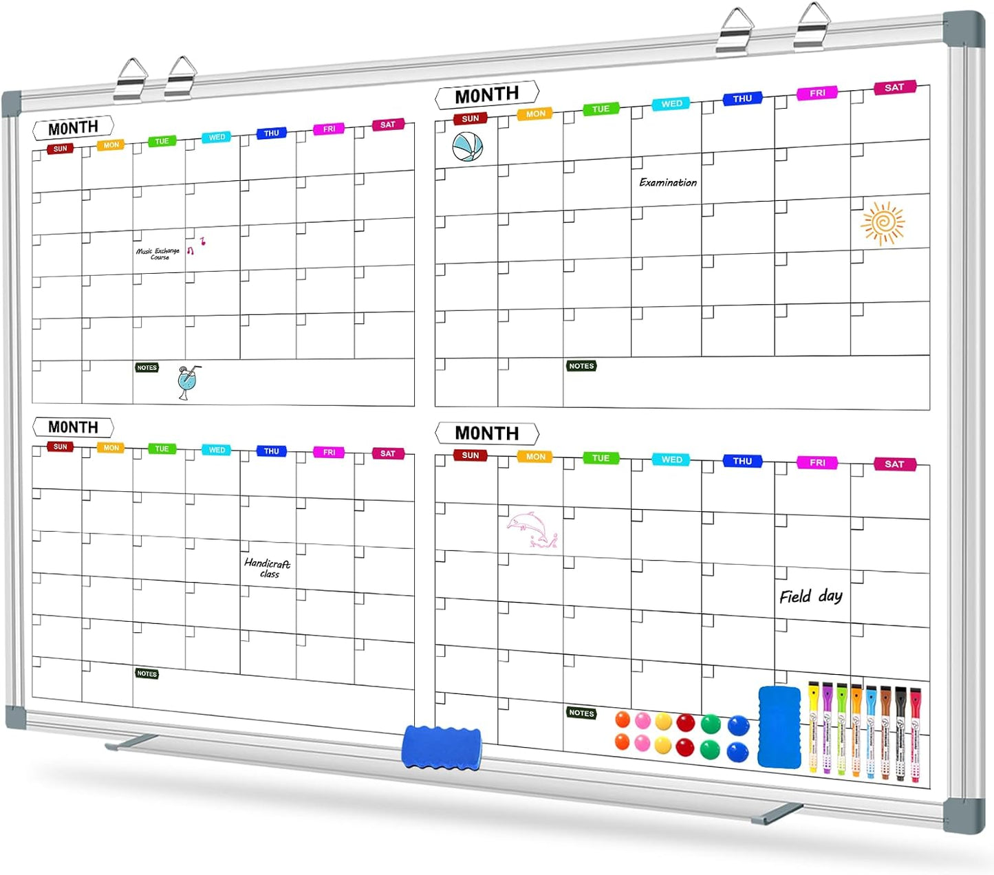 Dry Erase Board Calendar for Wall, 36" x 24" Monthly Whiteboard