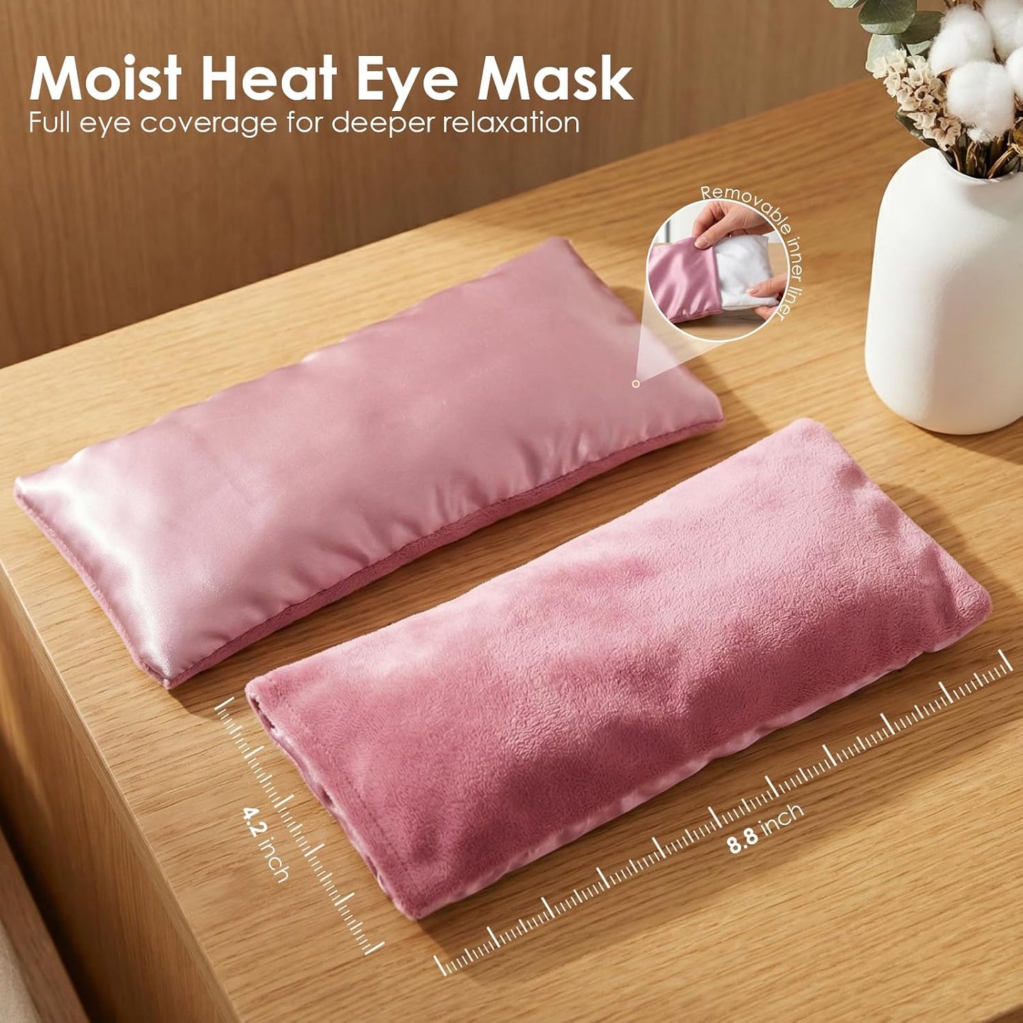 Eye Pillow for Yoga, Relaxation, Sleeping, Microwavable Weighted Eye Mask Heated for Meditation, Dry Eyes, Moist Heat Hot & Cold Eye Compress with Flaxseeds Therapy (Pink)