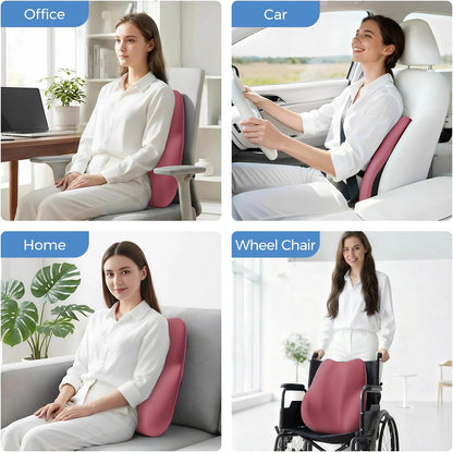 BEBAS Lumbar Support Pillow for Car, Memory Foam Back Cushion for Driving, Ergonomic Lumbar Pillow for Pain Relief, Comfort Lower Back Support for Office Chairs, Car Seat, Wheelchair -Black